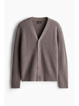 H&M - Men Beige Regular Fit Wool Cardigan