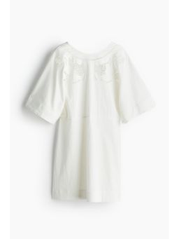 H&M - Women White Linen-Blend Broderie Anglaise Dress