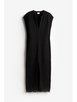 H&M - Women Black Raffia-Look Kaftan Dress