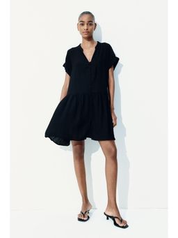 H&M - Women Black Crinkled Tunic Dress