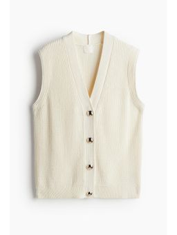 H&M - Women White Rib-Knit Sweater Vest