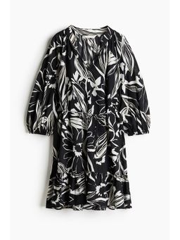 H&M - Women Black Voluminous Tie-Belt Dress