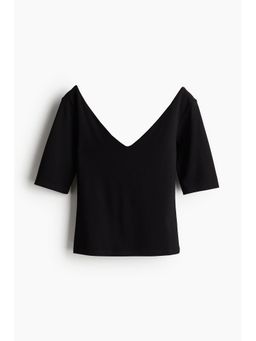 H&M - Women Black V-Neck Jersey Top