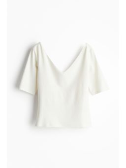H&M - Women White V-Neck Jersey Top