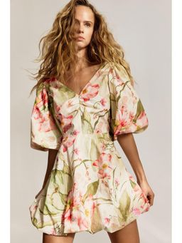 H&M - Women White Tie-Back Puffy Dress