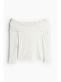 H&M - Women White Sheer Off-The-Shoulder Top