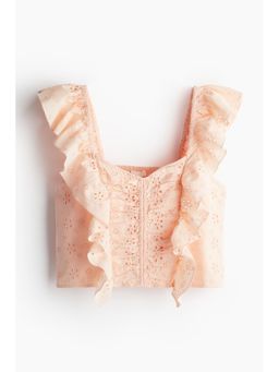 H&M - Women Pink Cropped Broderie Anglaise Blouse