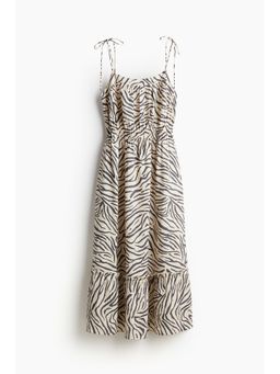 H&M - Women Beige Tie-Strap Midi Dress