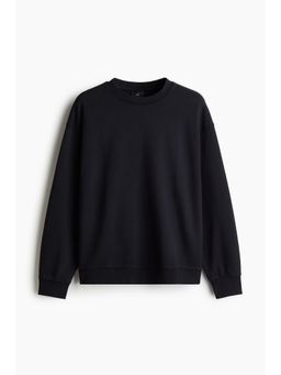 H&M - Men Black Loose Fit Washed Cotton Sweatshirt