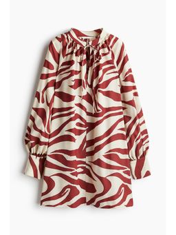 H&M - Women Beige Oversized Tie-Detail Dress