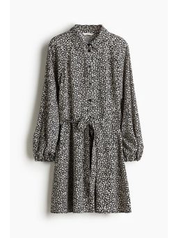 H&M - Women Black Balloon-Sleeved Shirt Dress