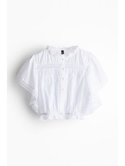 H&M - Women White Lace-In Butterfly-Sleeved Blouse