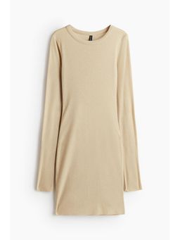 H&M - Women Beige Ribbed Bodycon Dress