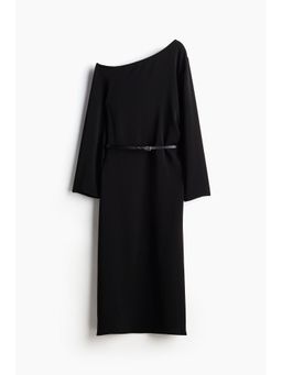 H&M - Women Black Belted One-Shoulder Dress