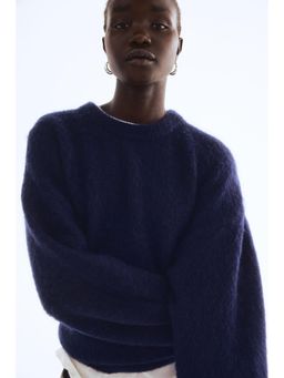 H&M - Women Blue Oversized Mohair-Blend Jumper
