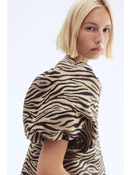 H&M - Women Beige Balloon-Sleeved Blouse