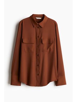 H&M - Women Brown Crape Shirt