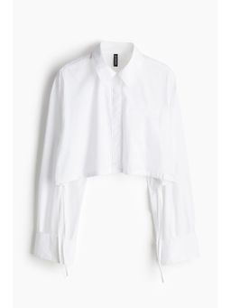 H&M - Women White Cropped Drawstring-Detail Shirt