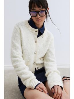 H&M - Women White Boucle-Knit Cardigan