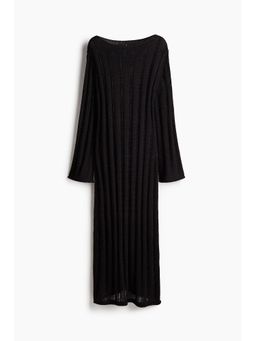 H&M - Women Black Ladder-Stitch-Look Knitted Dress