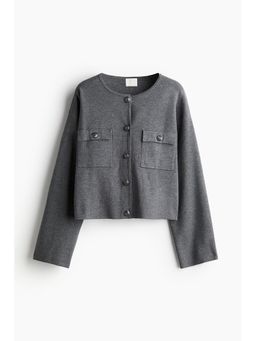 H&M - Women Grey Pocket-Detail Cardigan