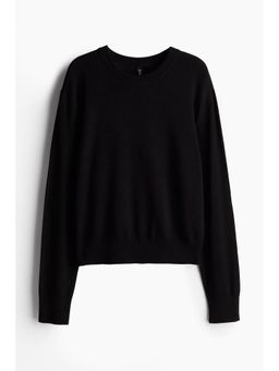 H&M - Women Black Short Fine-Knit Jumper