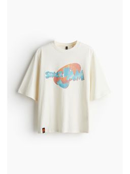 H&M - Women White Oversized Printed T-Shirt