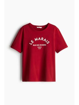 H&M - Women Red Text-Motif T-Shirt