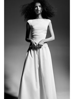 H&M - Women White Gathe Cap-Sleeved Top