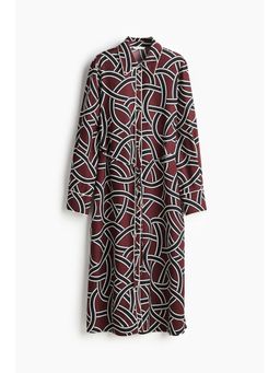 H&M - Women Red Patterned Tie-Belt Dress