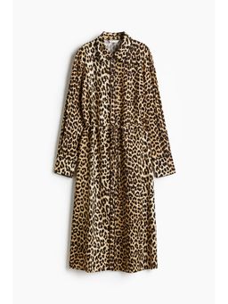 H&M - Women Beige Patterned Tie-Belt Dress