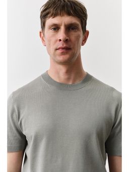 H&M - Men Green Slim Fit Fine-Knit T-Shirt