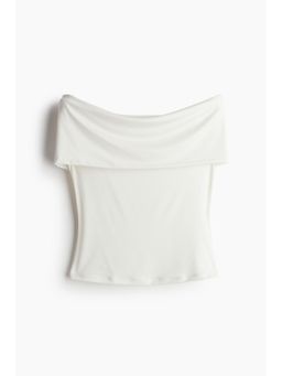 H&M - Women White Off-The-Shoulder Jersey Top
