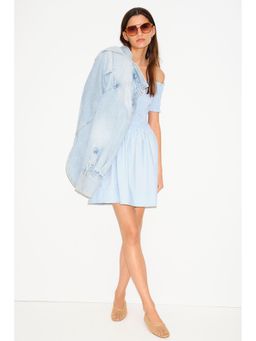 H&M - Women Blue Smocked-Top Dress