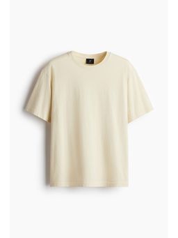 H&M - Men Beige Loose Fit Washed-Look T-Shirt