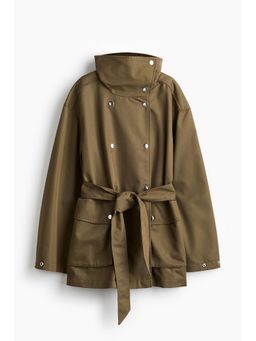 H&M - Women Green Tie-Belt Twill Jacket
