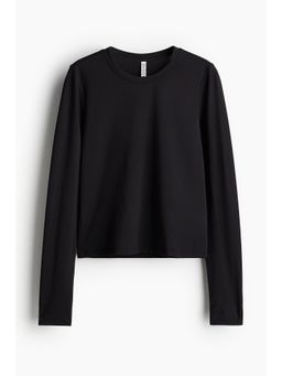H&M - Women Black Long-Sleeved Microfibre Top