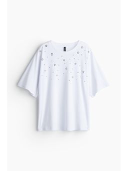 H&M - Women White Embellished T-Shirt