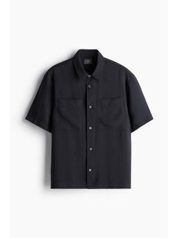 H&M - Men Black Regular Fit Modal-Blend Shirt