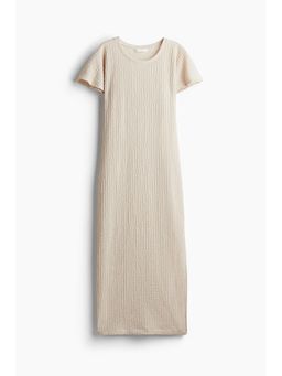 H&M - Women Beige Textu Jersey Dress