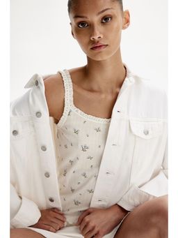 H&M - Women White Lace-Trimmed Jersey Strappy Top