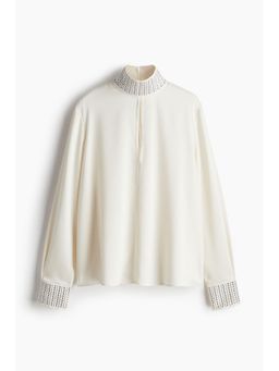 H&M - Women White Stud-Detail Blouse