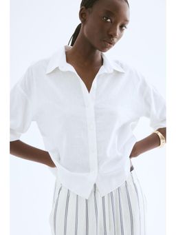 H&M - Women White Linen-Blend Shirt
