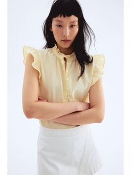 H&M - Women Yellow Linen-Blend Blouse