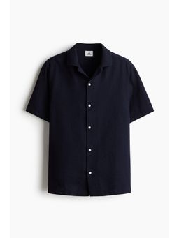 H&M - Men Blue Regular Fit Textu Resort Shirt