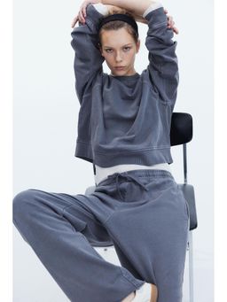 H&M - Women Grey Washed Cotton Sweatshirt