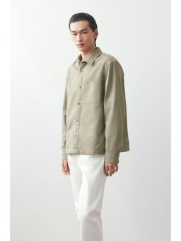 H&M - Men Green Regular Fit Cotton Twill Overshirt