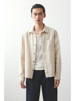 H&M - Men Beige Regular Fit Cotton Twill Overshirt