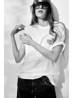 H&M - Women White Oversized Printed T-Shirt