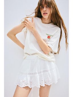 H&M - Women White Oversized Printed T-Shirt